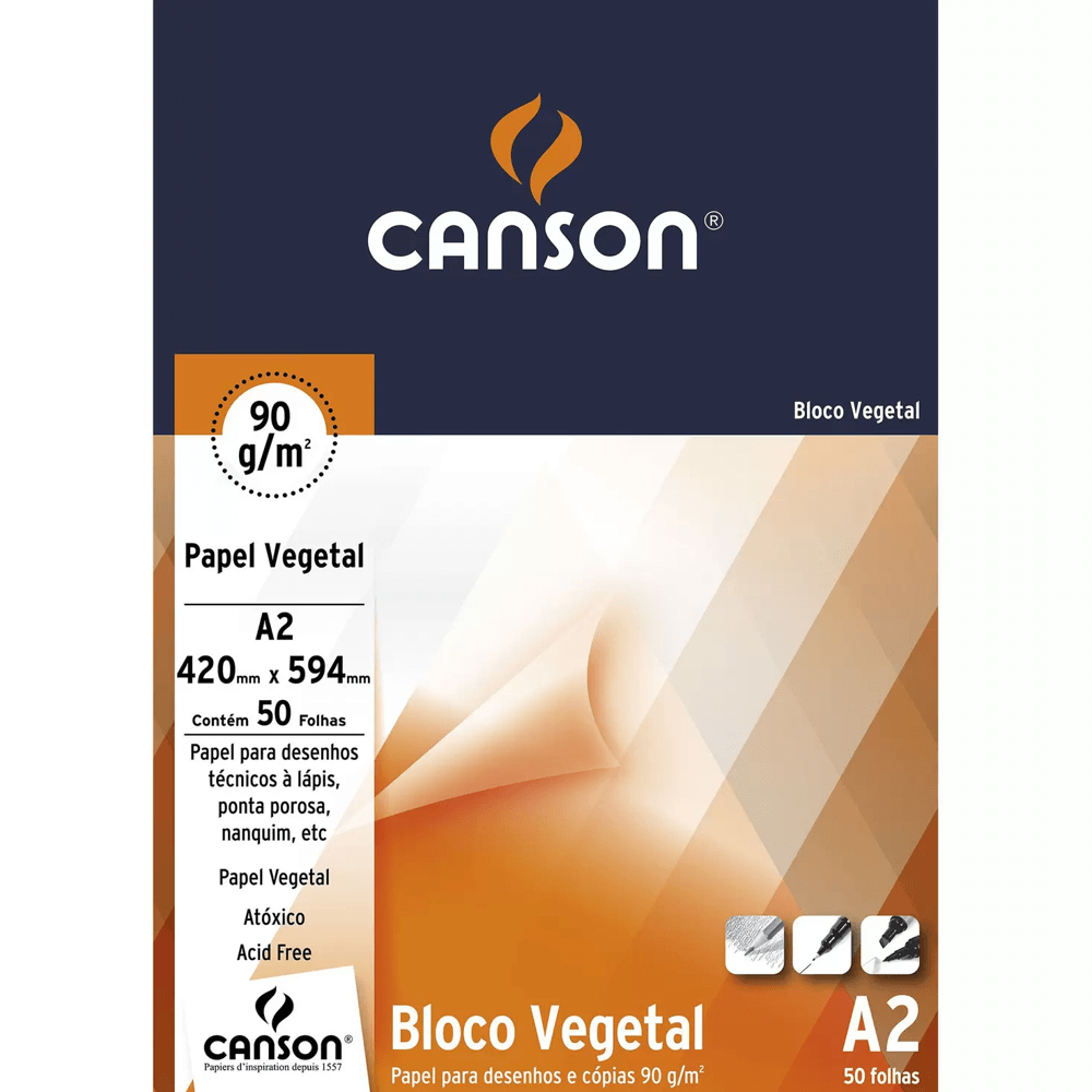 Bloco de Papel Vegetal Canson 95g/m² A2